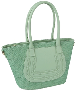 Straw Shopper Tote Bag LQ338-Z SAGE